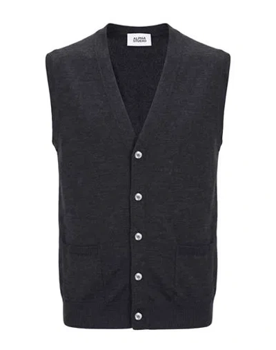 Alpha Studio Man Cardigan Grey Size 48 Merino Wool In Gray