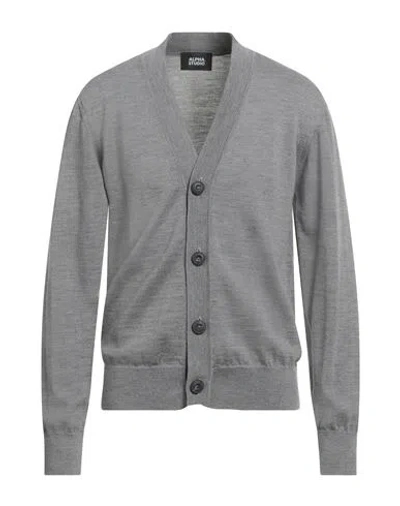Alpha Studio Man Cardigan Grey Size 50 Merino Wool