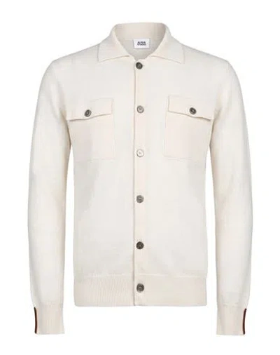 Alpha Studio Man Cardigan Ivory Size 40 Geelong Wool In White