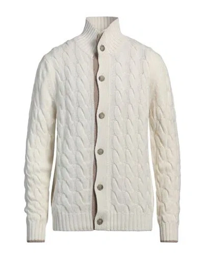 Alpha Studio Man Cardigan Ivory Size 44 Recycled Wool, Ecovero Viscose, Recycled Polyamide, Recycled In White