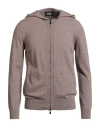 Alpha Studio Man Cardigan Light Brown Size 44 Geelong Wool In Gray