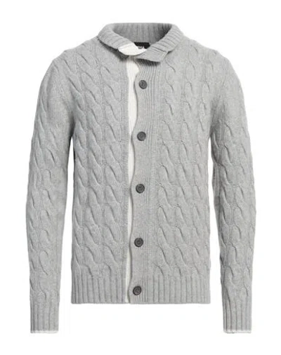 Alpha Studio Man Cardigan Light Grey Size 38 Recycled Wool, Ecovero Viscose, Recycled Polyamide, Rec In Grey