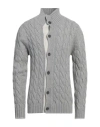 Alpha Studio Man Cardigan Light Grey Size 42 Recycled Wool, Ecovero Viscose, Recycled Polyamide, Rec In Grey
