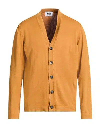 Alpha Studio Man Cardigan Marigold Size 44 Cotton In Orange