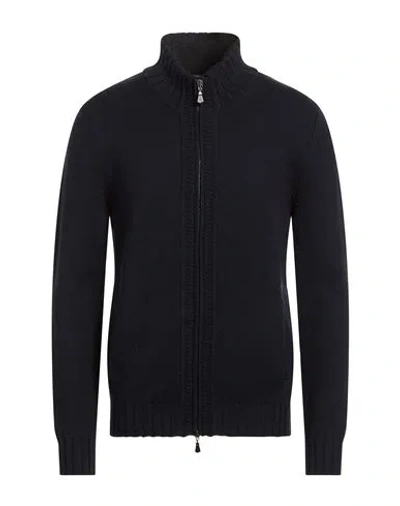 Alpha Studio Man Cardigan Midnight Blue Size 40 Merino Wool In Multi
