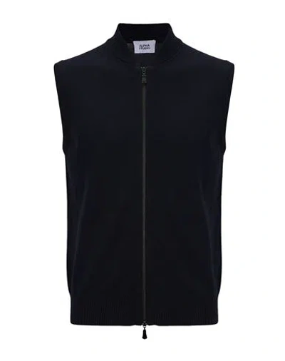 Alpha Studio Man Cardigan Midnight Blue Size 40 Merino Wool In Black