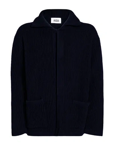 Alpha Studio Man Cardigan Midnight Blue Size 40 Wool, Cashmere