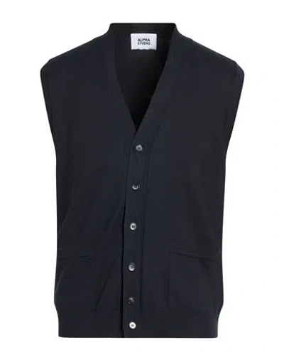 Alpha Studio Man Cardigan Midnight Blue Size 42 Cotton