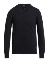 Alpha Studio Man Cardigan Midnight Blue Size 42 Geelong Wool In Blue