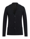 Alpha Studio Man Cardigan Midnight Blue Size 44 Merino Wool In Blue