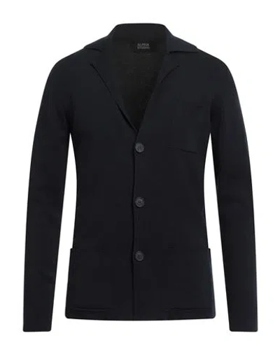 Alpha Studio Man Cardigan Midnight Blue Size 44 Merino Wool