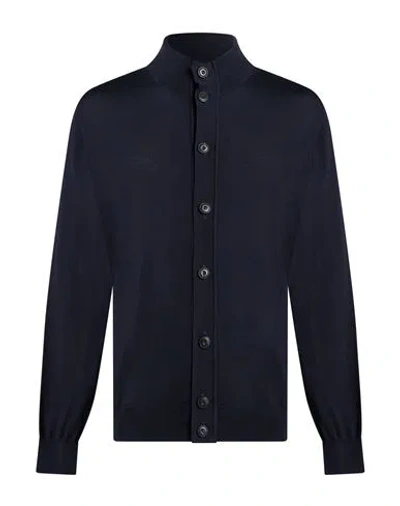 Alpha Studio Man Cardigan Midnight Blue Size 44 Merino Wool