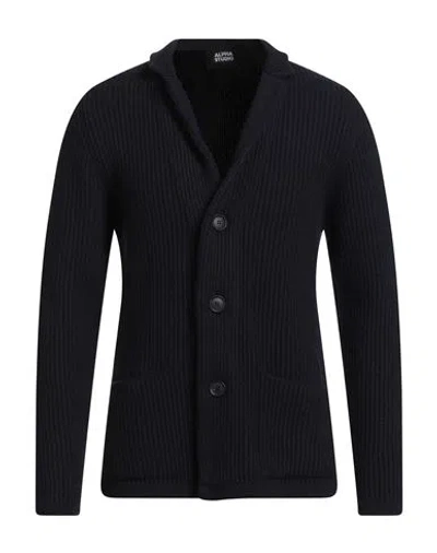 Alpha Studio Man Cardigan Midnight Blue Size 44 Wool, Viscose, Polyamide, Cashmere