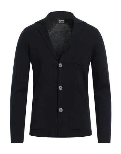 Alpha Studio Man Cardigan Midnight Blue Size 46 Merino Wool