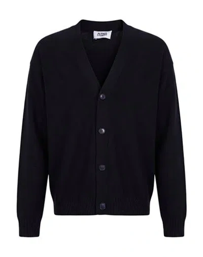 Alpha Studio Man Cardigan Midnight Blue Size 46 Merino Wool In Black