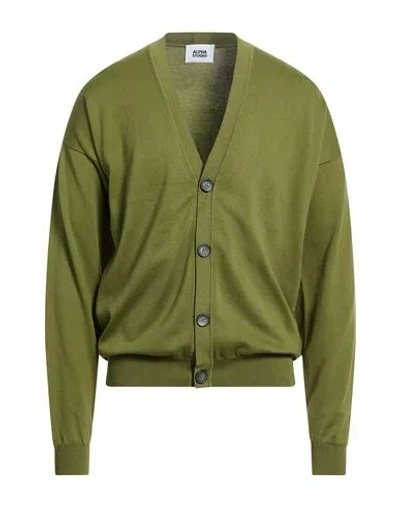 Alpha Studio Man Cardigan Military Green Size 40 Cotton