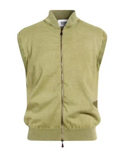 Alpha Studio Man Cardigan Military Green Size 42 Cotton