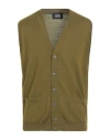 Alpha Studio Man Cardigan Military Green Size 42 Merino Wool