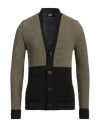 Alpha Studio Man Cardigan Military Green Size 42 Wool In Green