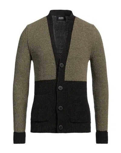 Alpha Studio Man Cardigan Military Green Size 42 Wool