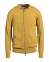 Alpha Studio Man Cardigan Mustard Size 42 Geelong Wool In Yellow
