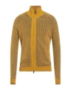 Alpha Studio Man Cardigan Mustard Size 44 Merino Wool, Alpaca Wool, Recycled Polyacrylic, Polyamide In Yellow