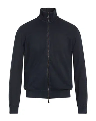 Alpha Studio Man Cardigan Navy Size 44 Cotton In Blue