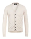 Alpha Studio Man Cardigan Off White Size 36 Merino Wool