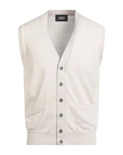 Alpha Studio Man Cardigan Off White Size 44 Merino Wool