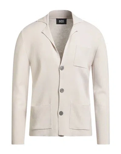 Alpha Studio Man Cardigan Off White Size 44 Merino Wool
