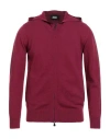 Alpha Studio Man Cardigan Plum Size 38 Geelong Wool In Burgundy