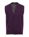Alpha Studio Man Cardigan Purple Size 46 Merino Wool