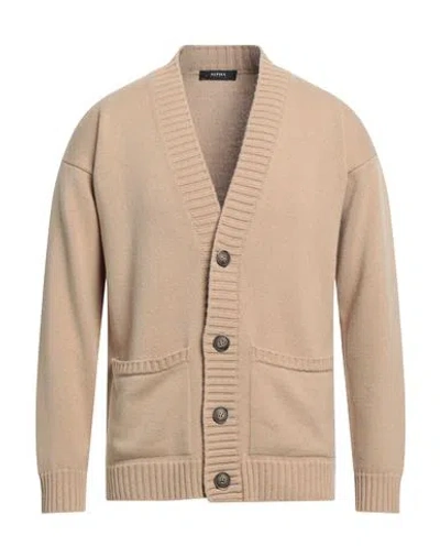 Alpha Studio Man Cardigan Sand Size 42 Polyamide, Wool, Viscose, Cashmere In Beige