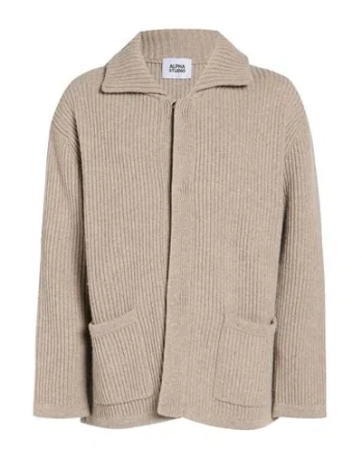 Alpha Studio Man Cardigan Sand Size 42 Wool, Cashmere In Neutral