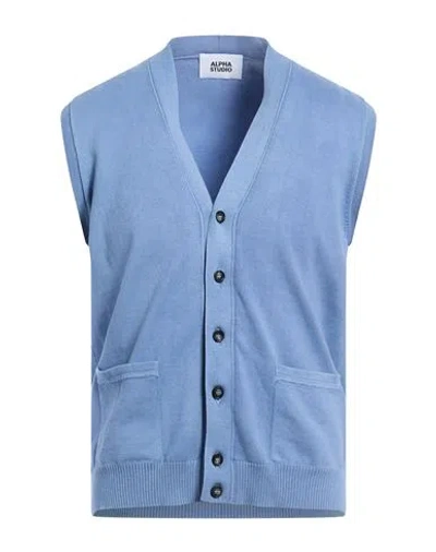 Alpha Studio Man Cardigan Sky Blue Size 44 Cotton