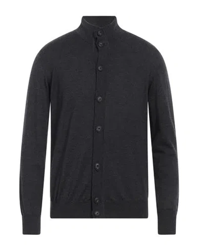 Alpha Studio Man Cardigan Steel Grey Size 38 Merino Wool In Grey