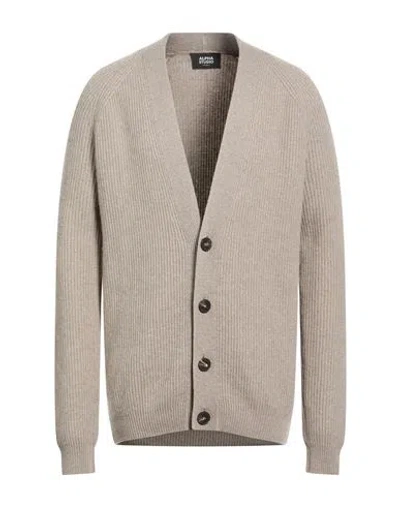 Alpha Studio Man Cardigan Taupe Size 40 Cashmere In Gray