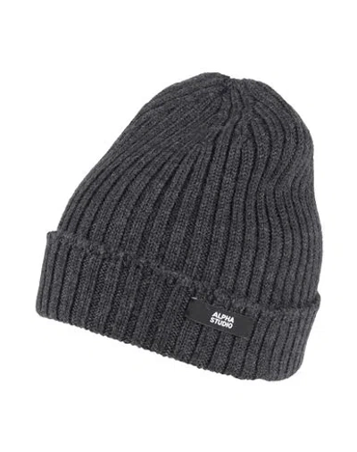 Alpha Studio Man Hat Charcoal Size Onesize Merino Wool In Grey