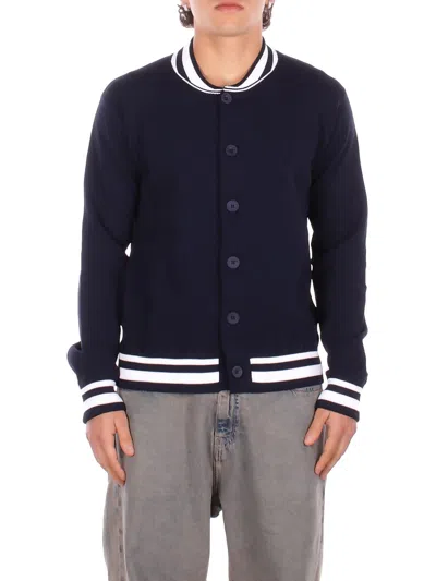 Alpha Studio Man Jacket Au5220n 1028 Blue White Bomber In Transparent