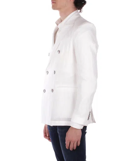 Alpha Studio Man Jacket Au5377n 1003 Double-breasted Milk Jacket In Multi