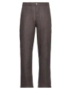 Alpha Studio Man Pants Chocolate Brown Size 36 Linen