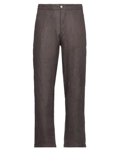Alpha Studio Man Pants Chocolate Brown Size 36 Linen In Brown