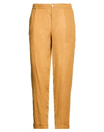 Alpha Studio Man Pants Mustard Size 34 Linen In Yellow