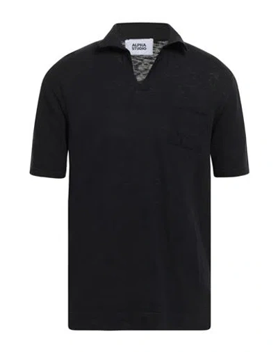 Alpha Studio Man Polo Shirt Black Size 42 Cotton