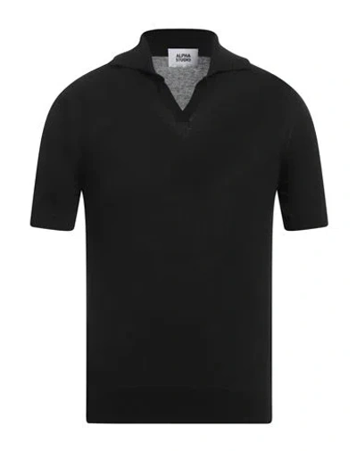 Alpha Studio Man Polo Shirt Black Size 44 Cotton In Black