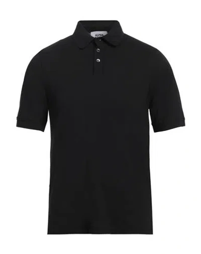 ALPHA STUDIO ALPHA STUDIO MAN POLO SHIRT BLACK SIZE 46 COTTON, ELASTANE