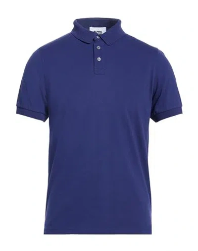 Alpha Studio Man Polo Shirt Blue Size 44 Cotton, Elastane