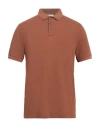 Alpha Studio Man Polo Shirt Brown Size 38 Cotton, Elastane