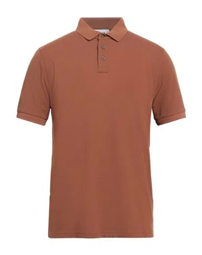 Alpha Studio Man Polo Shirt Brown Size 38 Cotton, Elastane