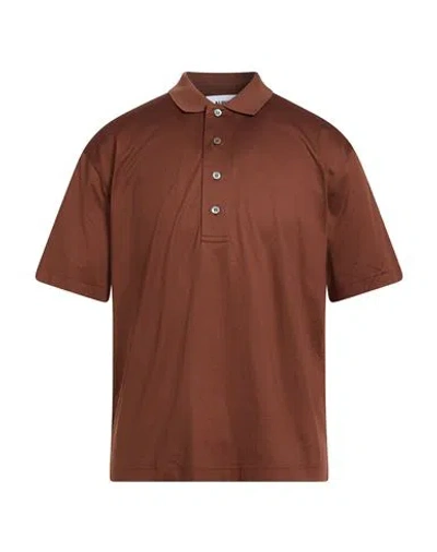 Alpha Studio Man Polo Shirt Brown Size 46 Cotton